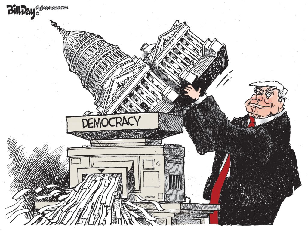 Shredding Democracy, A Cartoon by Award-Winning Bill Day